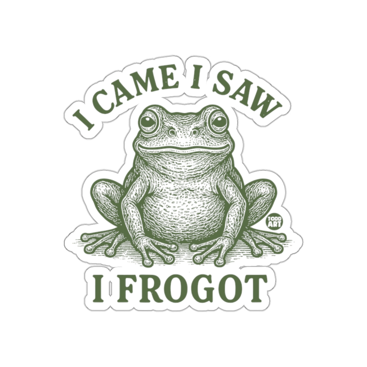 I Came I Saw I Frogot Funny Frog Illustration Sticker