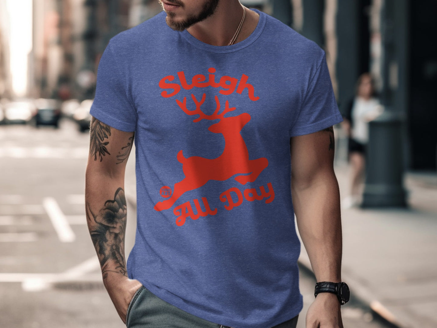 Sleigh All Day Holiday Reindeer Print Shirt