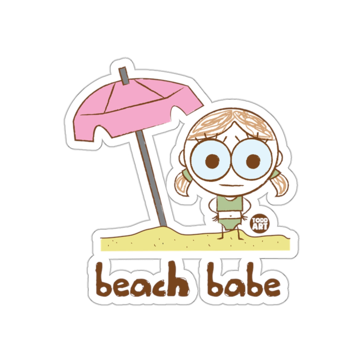 Beach Babe Cartoon Character Sticker for Decor