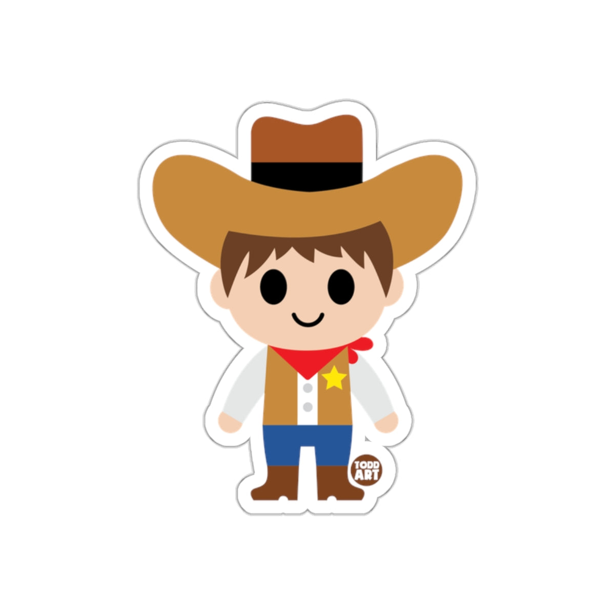 Cute Cartoon Cowboy Character Drawing Sticker
