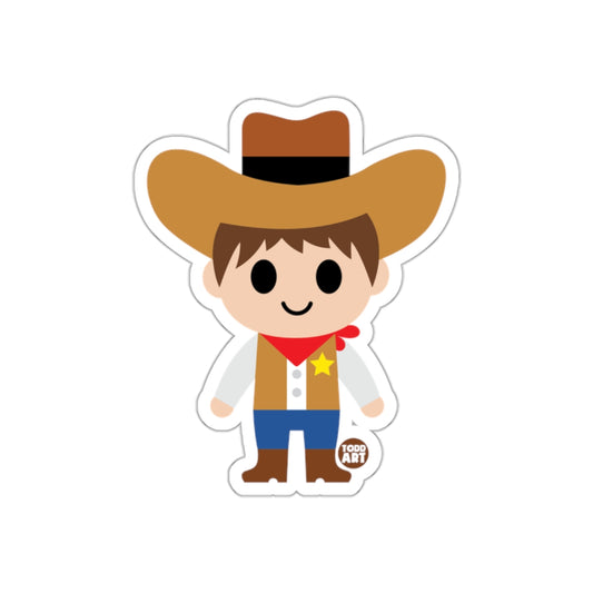 Cute Cartoon Cowboy Character Drawing Sticker
