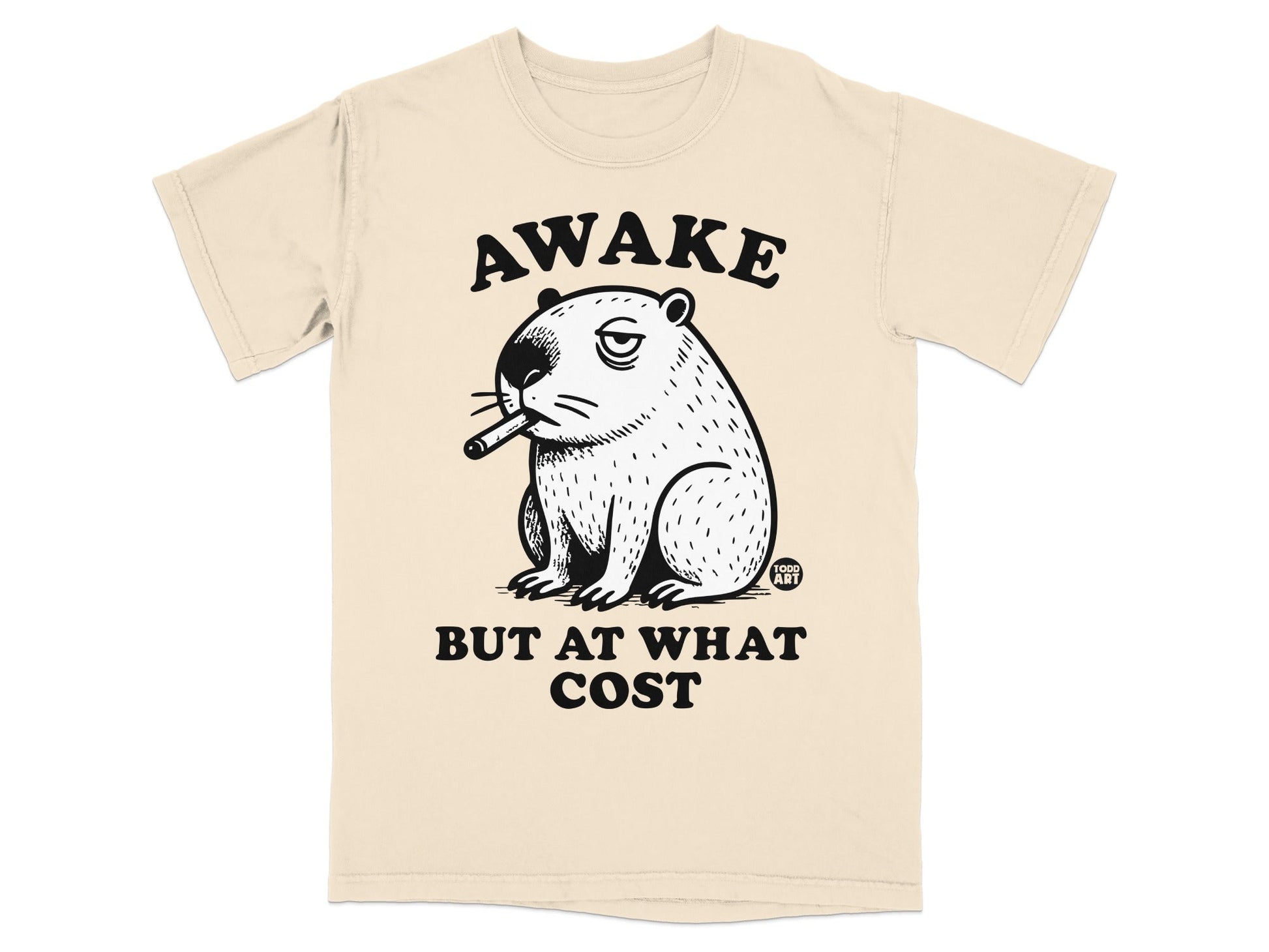 Awake But At What Cost Shirt with Smoking Animal Art
