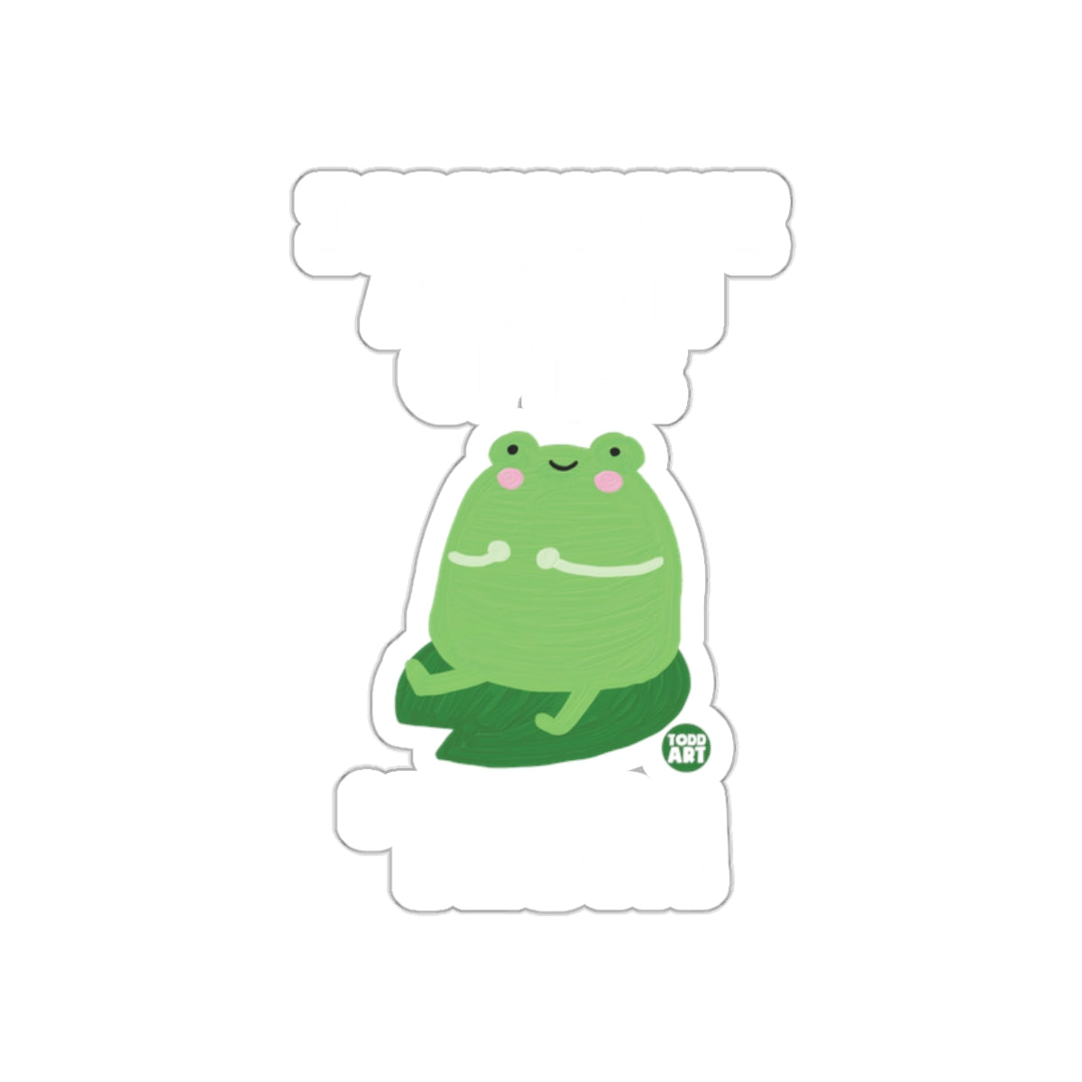 Smiling Frog on Leaf with Pink Cheeks Sticker