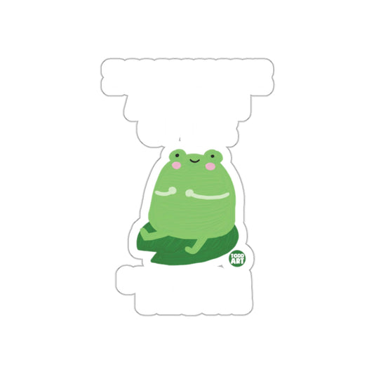 Smiling Frog on Leaf with Pink Cheeks Sticker