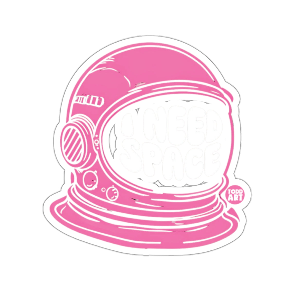 Pink Astronaut Helmet I Need Space Sticker