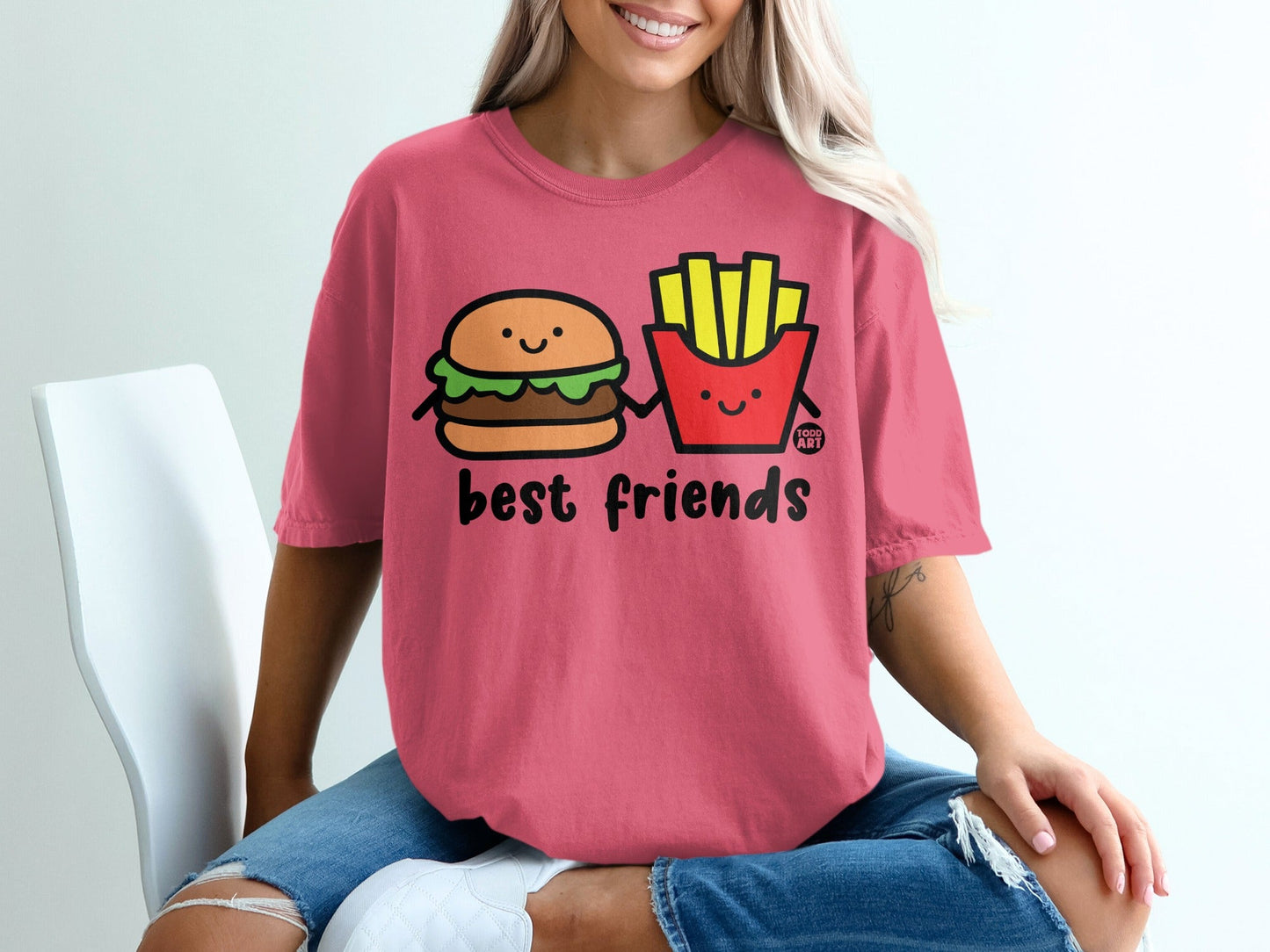 Cute Best Friends Hamburger and Fries Graphic Shirt