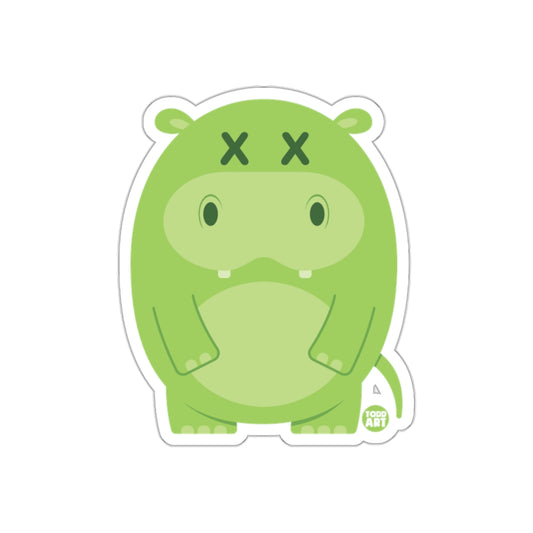 Adorable Green Hippopotamus Illustration Sticker