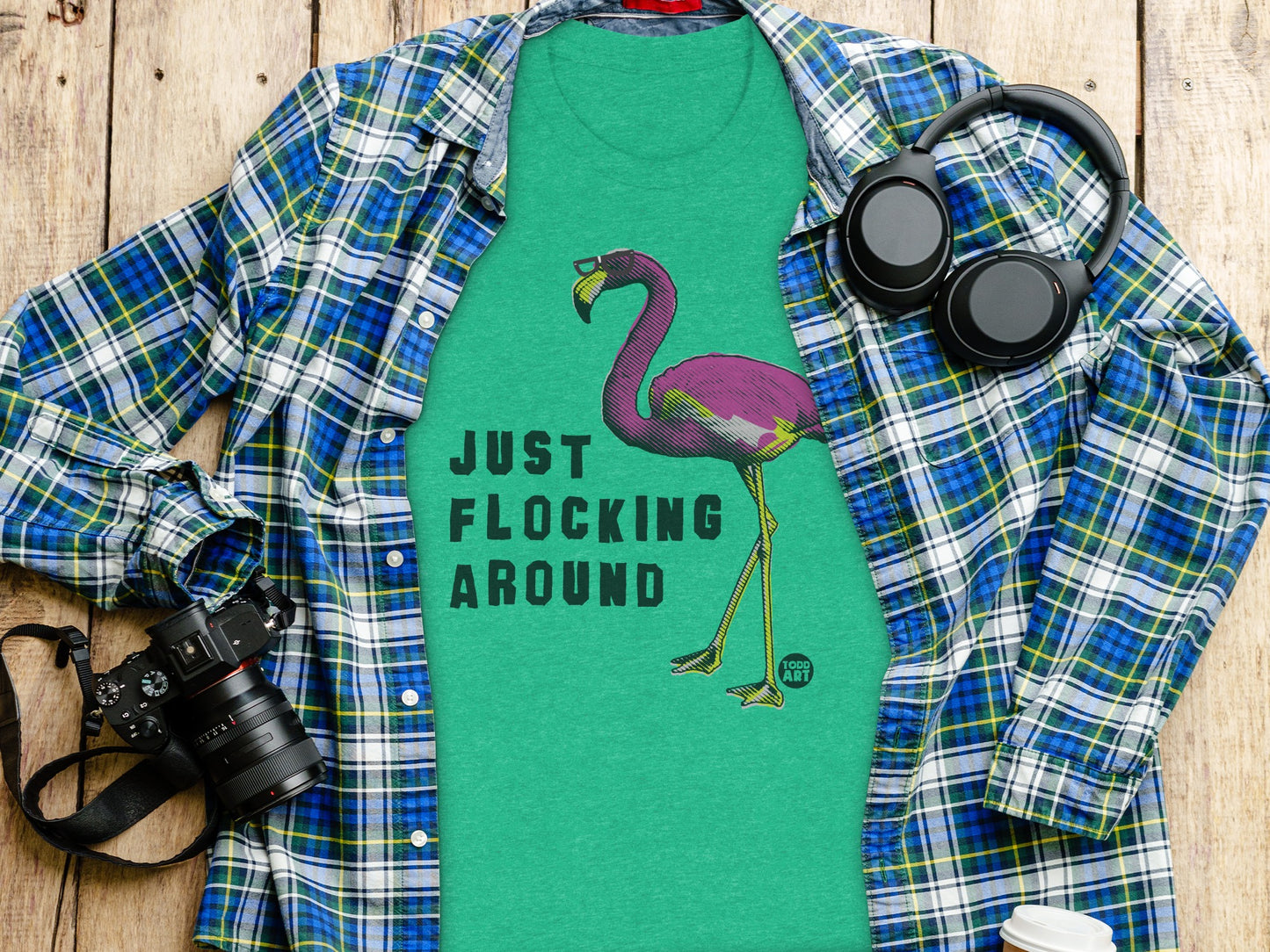 Just Flocking Around Flamingo Graphic T-Shirt