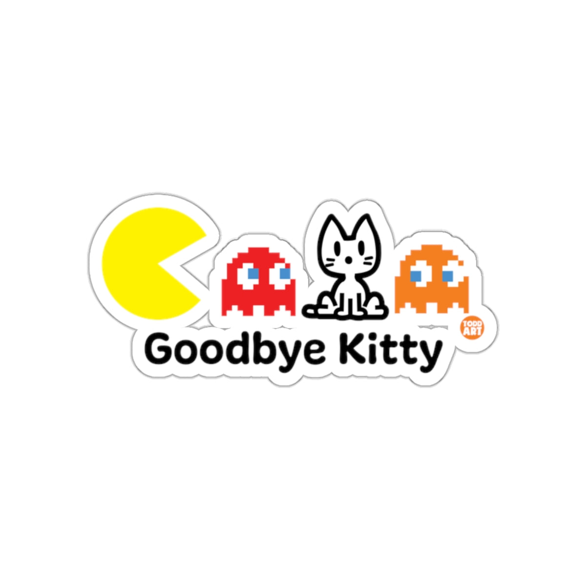 Pac-Man Ghosts Goodbye Kitty Fun Sticker Design for Gamers