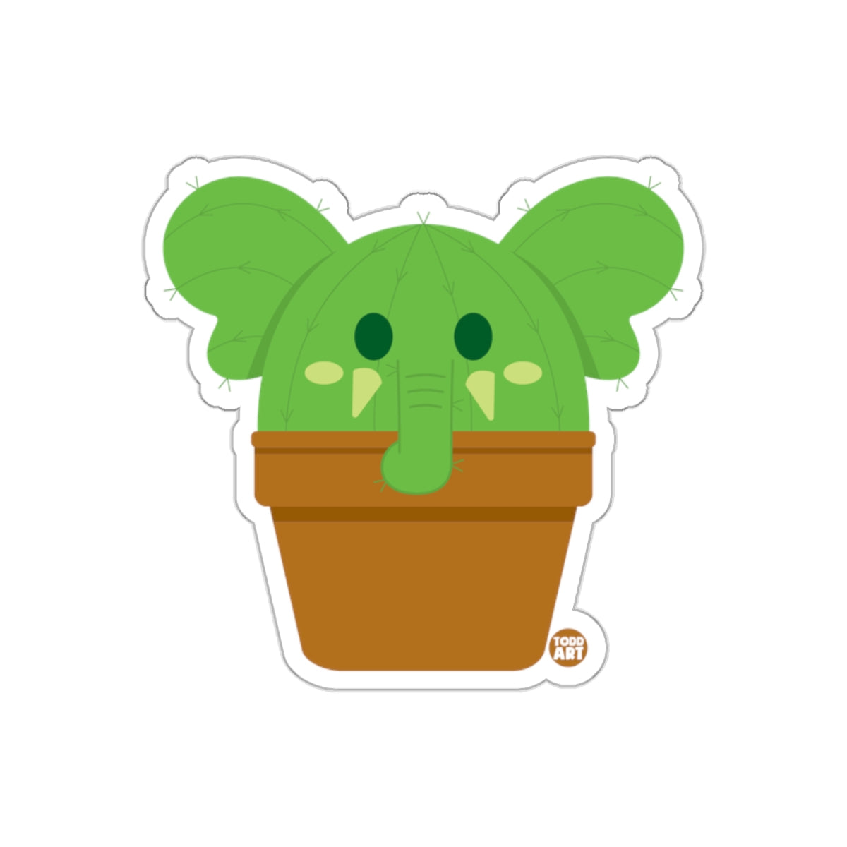 Cute Elephant Shaped Cactus in a Pot Sticker