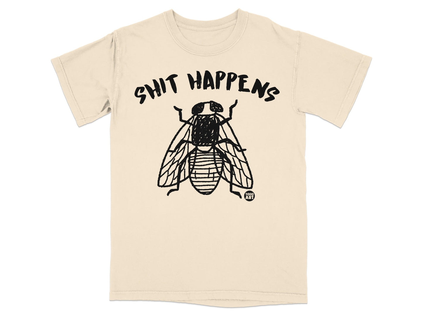 Shit Happens Fly Graphic Tee Funny Insect Design Shirt
