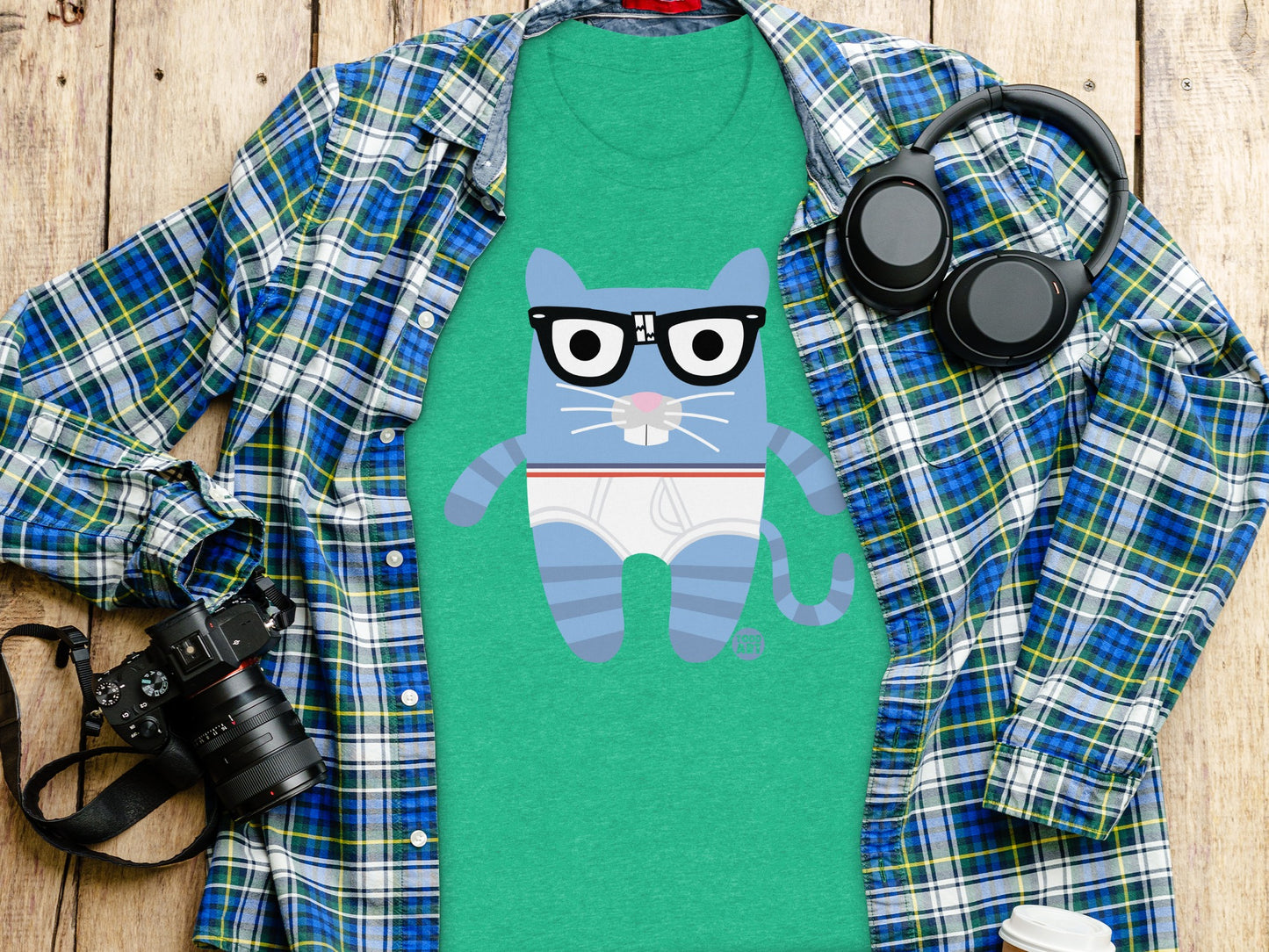 Adorable Cat with Glasses Fun T-Shirt