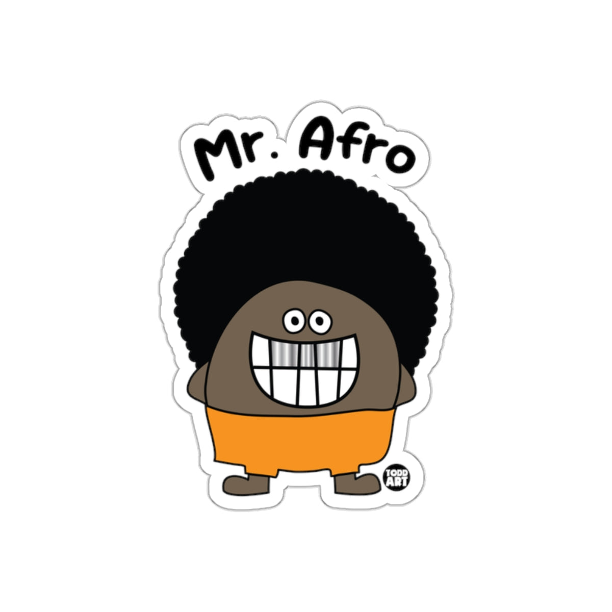 Mr. Afro Sticker Character with Big Smile