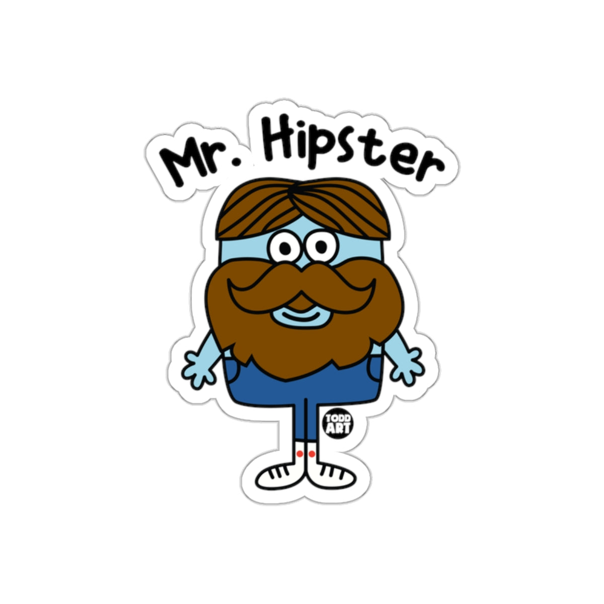 Mr. Hipster Cartoon Character Graphic Sticker