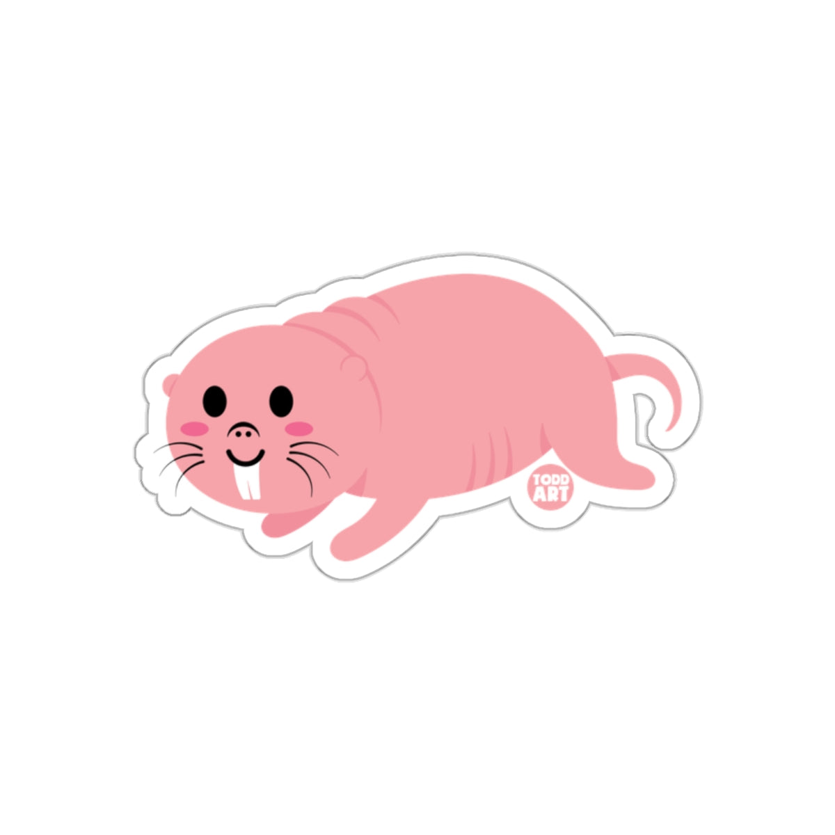Cute Pink Cartoon Animal with Big Teeth Sticker Product