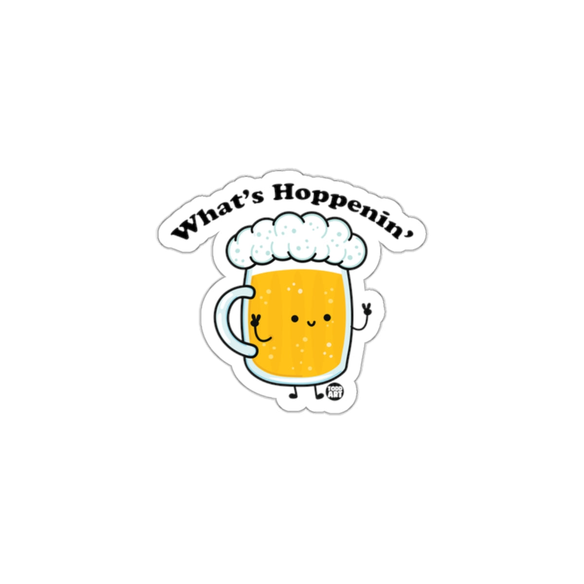 What's Hoppenin' Beer Mug Sticker Fun Design