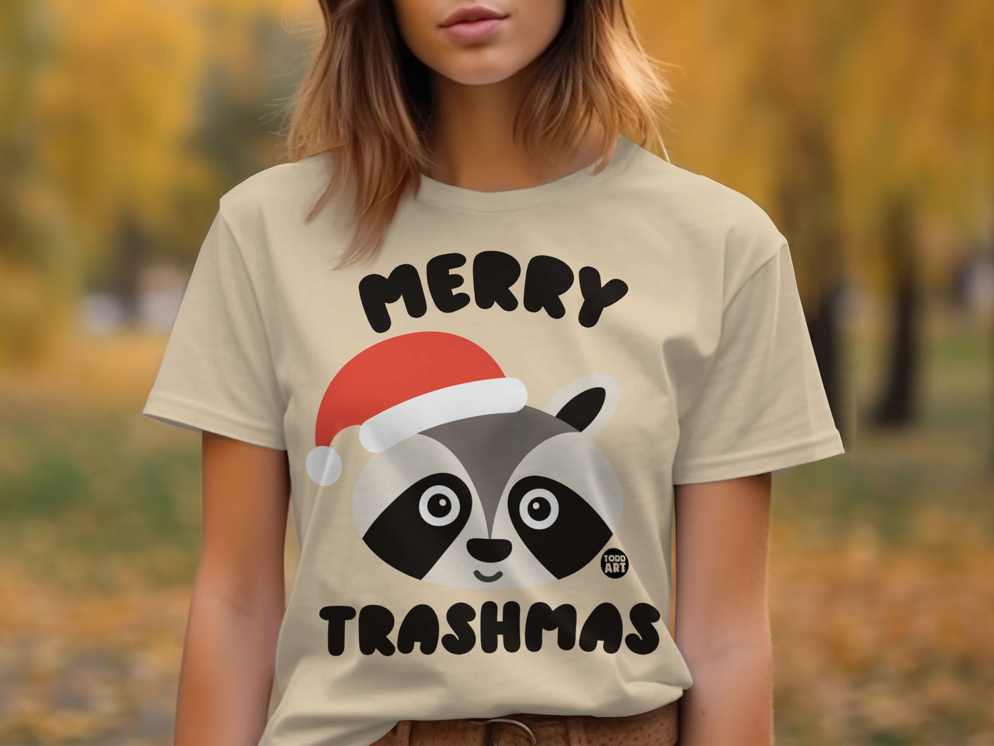 Merry Trashmas Cute Raccoon Santa Hat Shirt