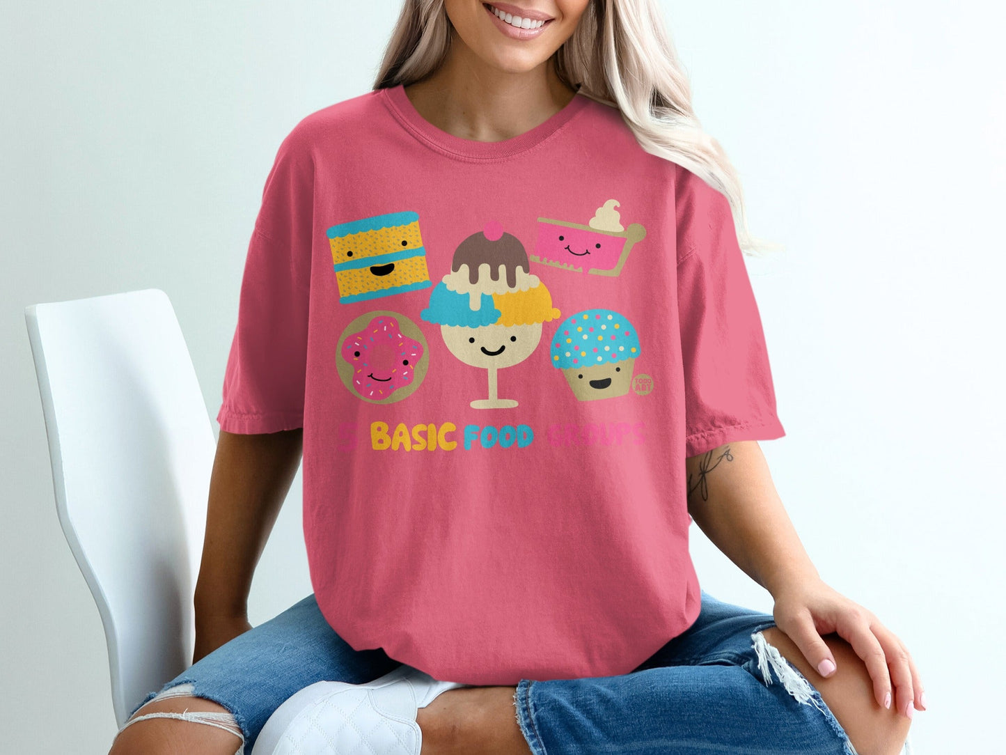 Adorable Basic Food Group Characters Graphic T-shirt