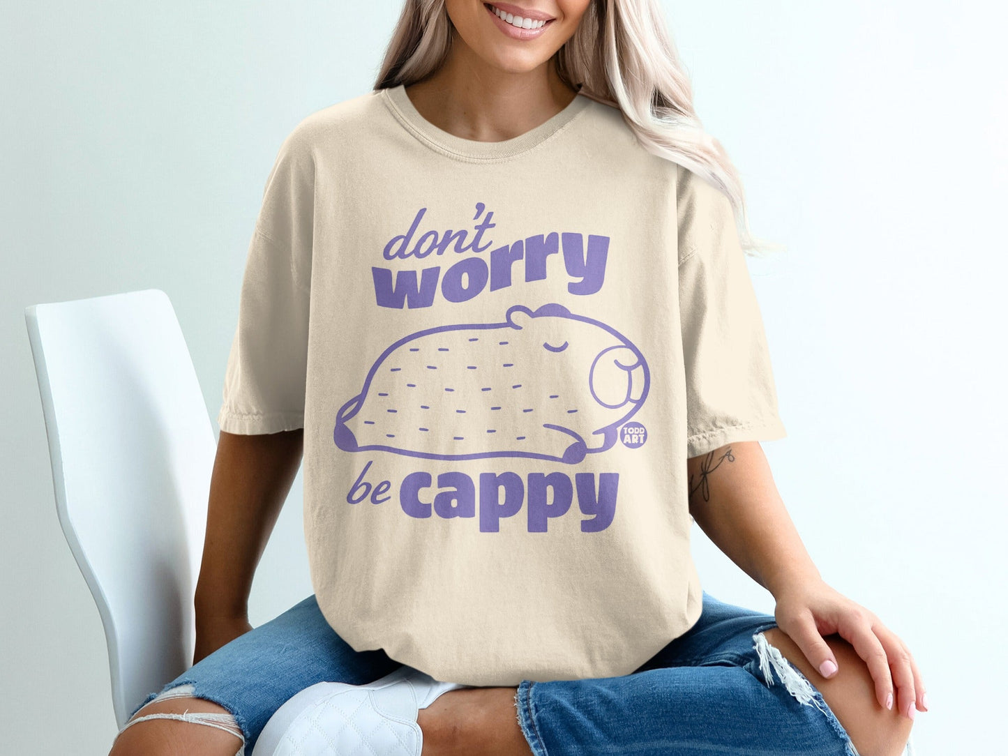 Don't Worry Be Cappy Cute Capybara Graphic T-shirt