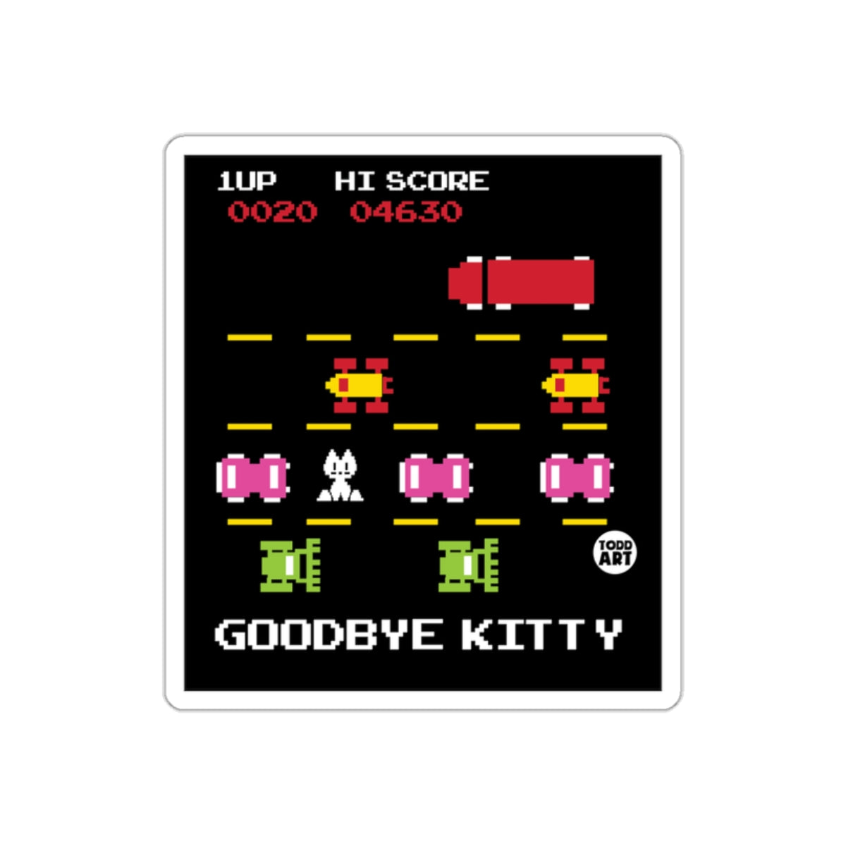 Retro Style Goodbye Kitty Arcade Game Design Poster