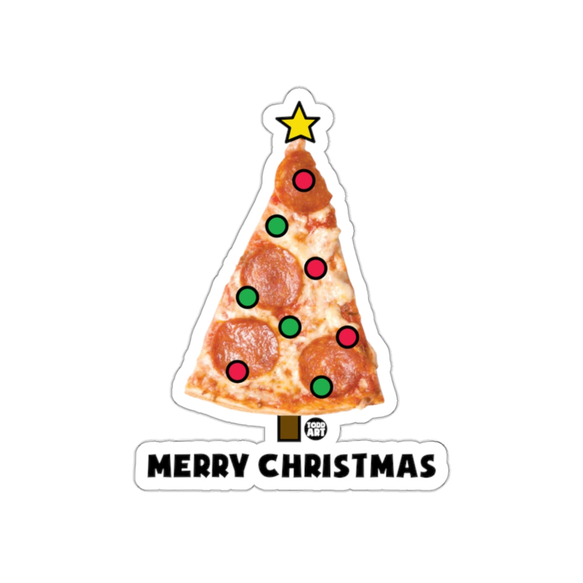 Merry Christmas Pizza Tree Funny Holiday Sticker