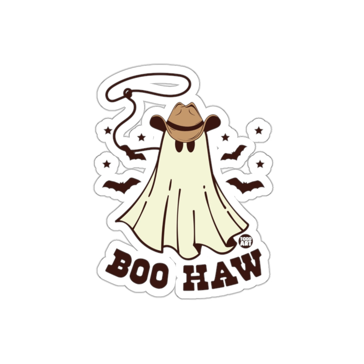 Ghost Cowboy Hat Boo Haw Sticker Halloween Decor