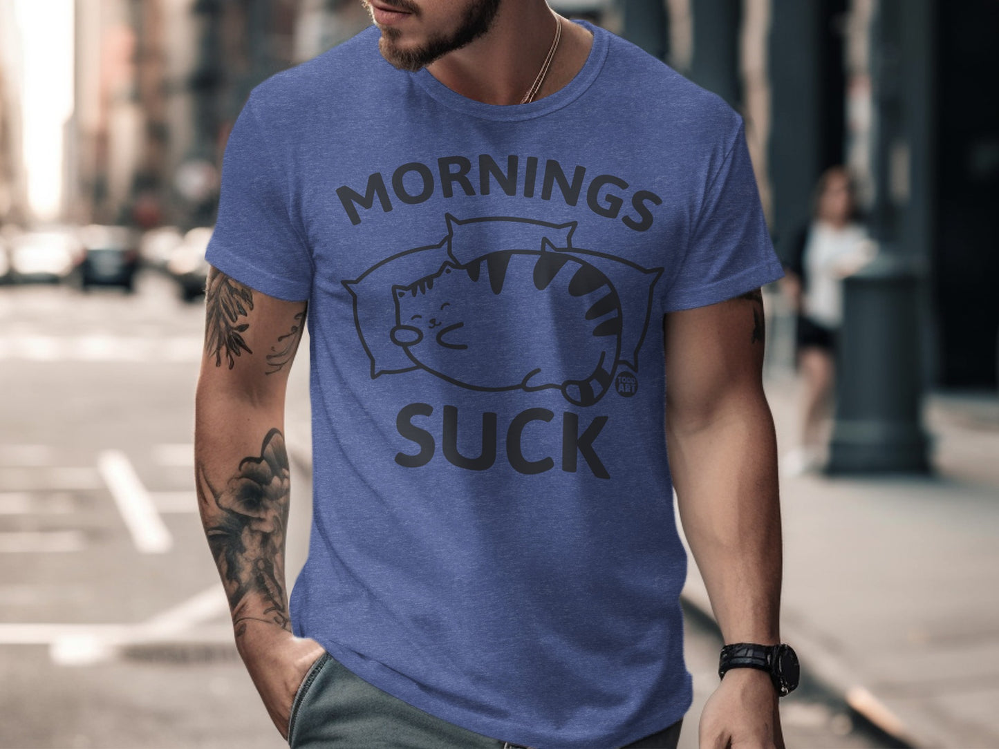 Mornings Suck Funny Cat Sleeping T-Shirt product