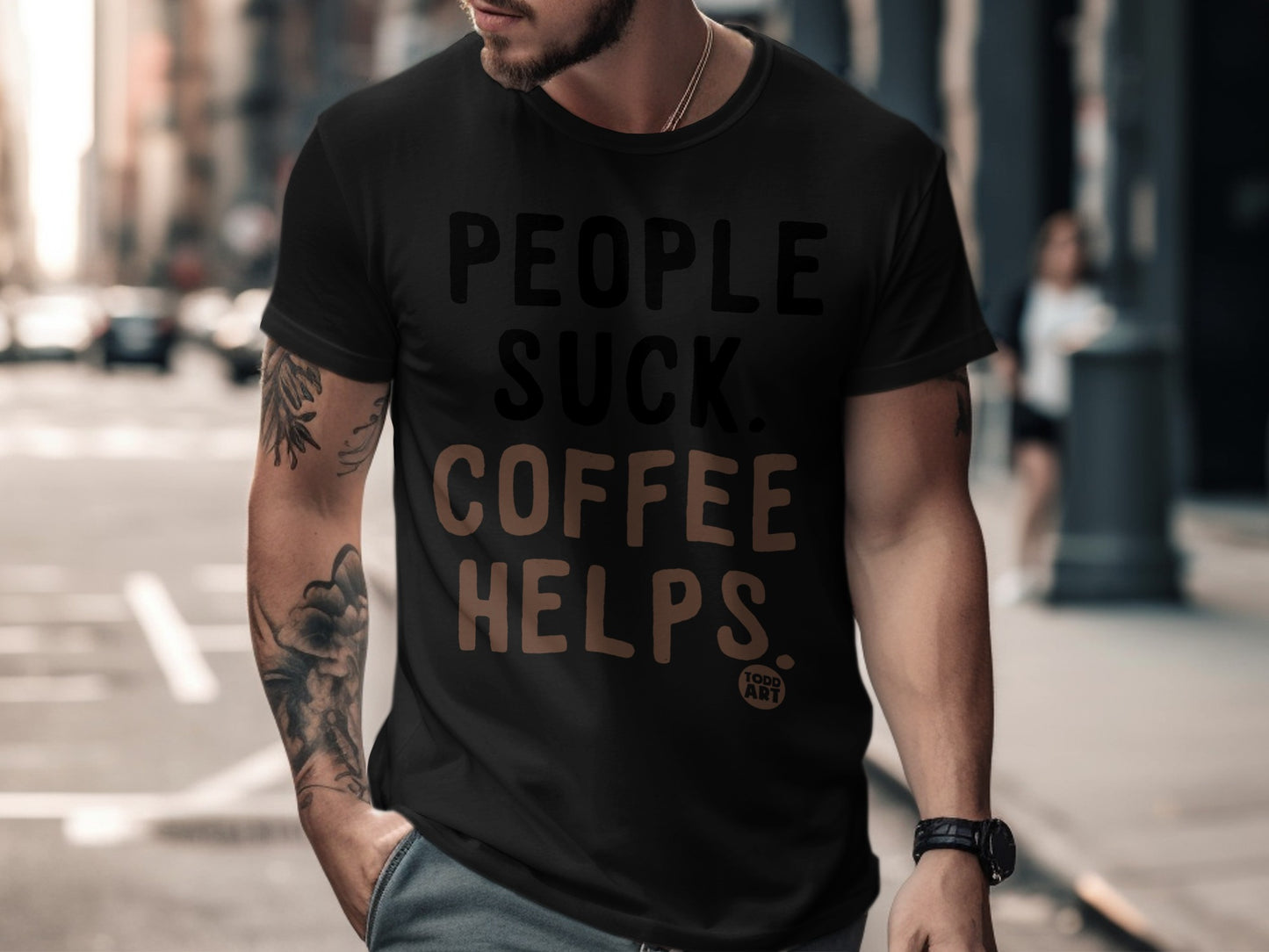 People Suck Coffee Helps Graphic T-shirt Men's Apparel