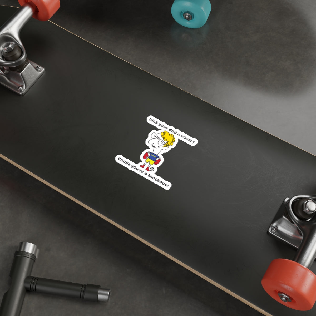 Funny Cartoon Knockout Boxer Skateboard Sticker