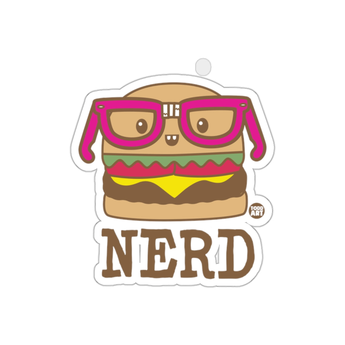 Nerd Burger With Glasses Cartoon Illustration sticker