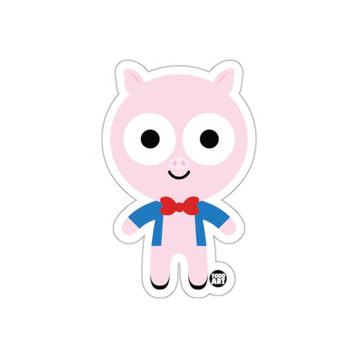 Cute Cartoon Pig with Red Bow Tie Sticker