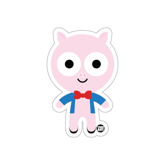 Cute Cartoon Pig with Red Bow Tie Sticker