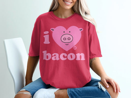 I Heart Bacon Todd Art Pink Graphic T-Shirt