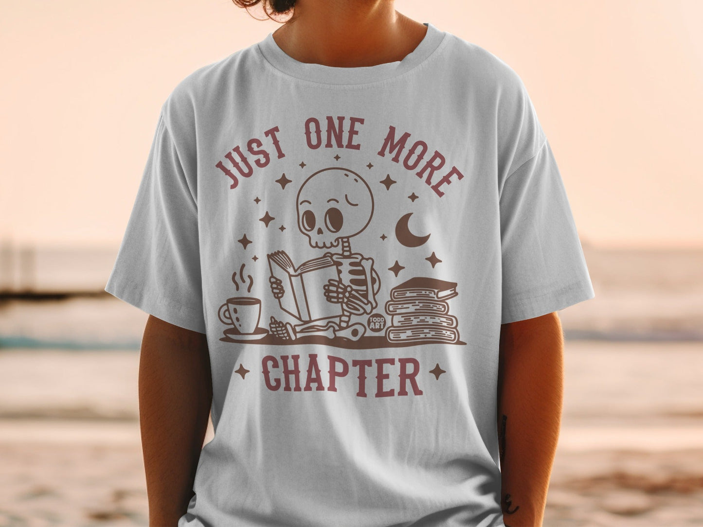 Just One More Chapter Skeleton Reading T-Shirt