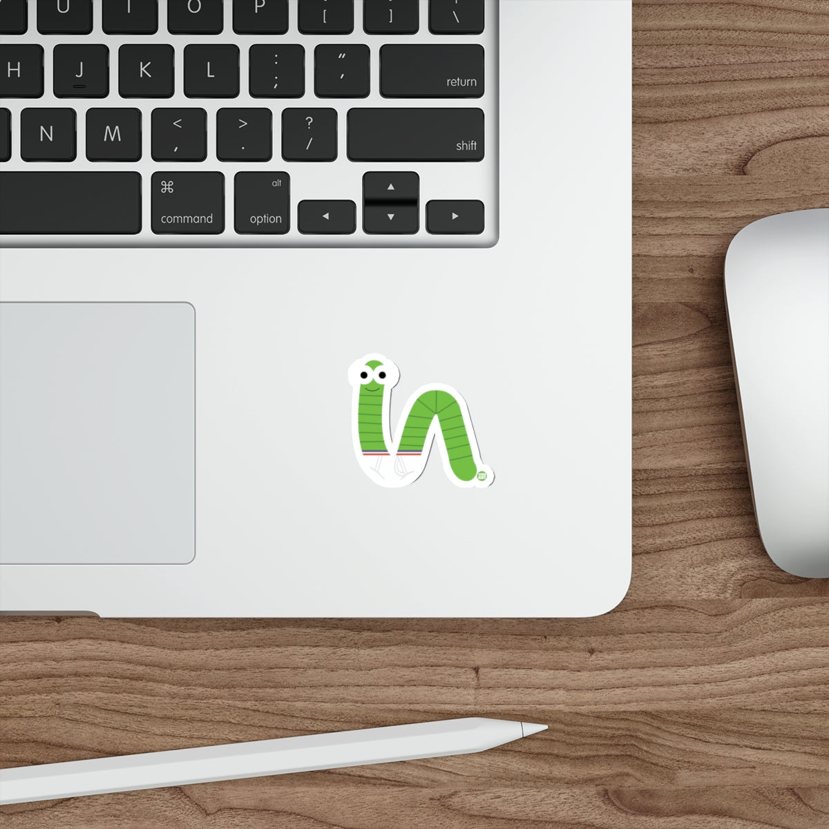 Cute Green Worm Cartoon Sticker for Laptops and Notebooks