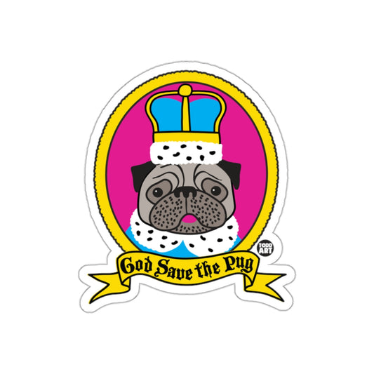 God Save the Pug Sticker With Royal Crown Design