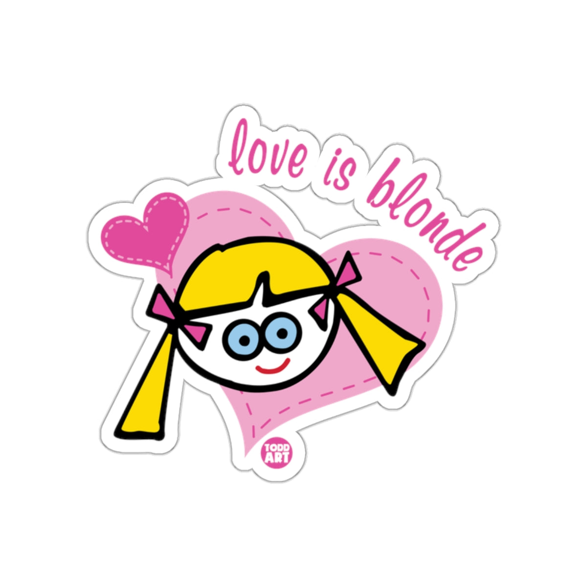 Love Is Blonde Cartoon Character Heart Shape Sticker