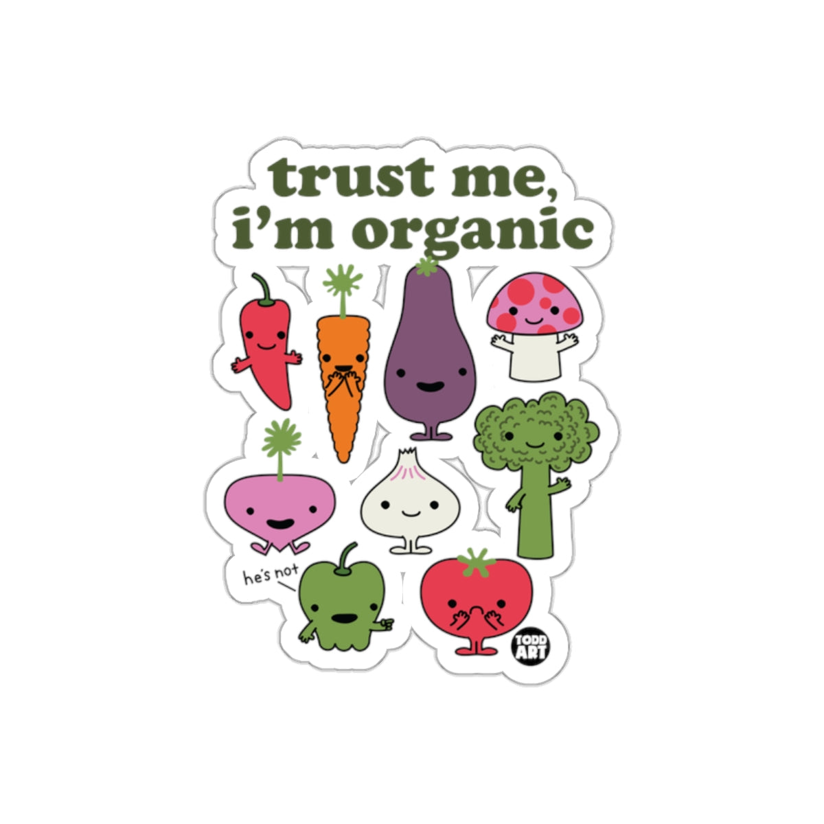 Trust Me I'm Organic Fun Vegetable Sticker Decal