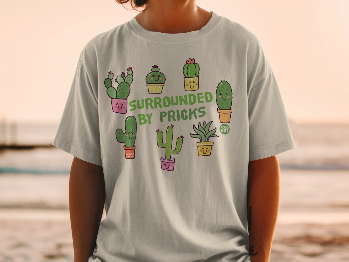 Surrounded by Pricks Funny Cactus Graphic T-shirt Product