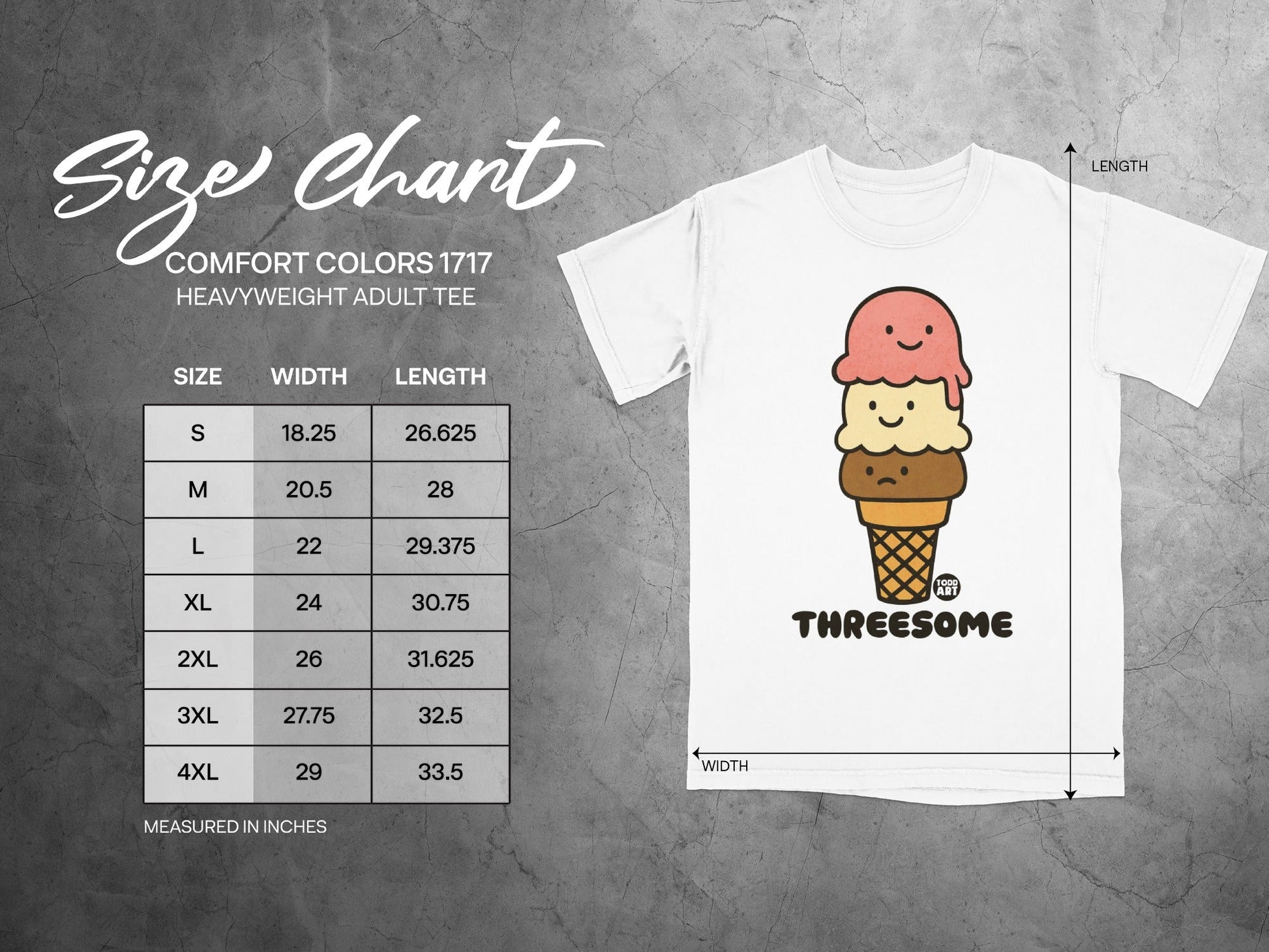 Threesome Ice Cream Graphic Comfort Colors 1717 Tee