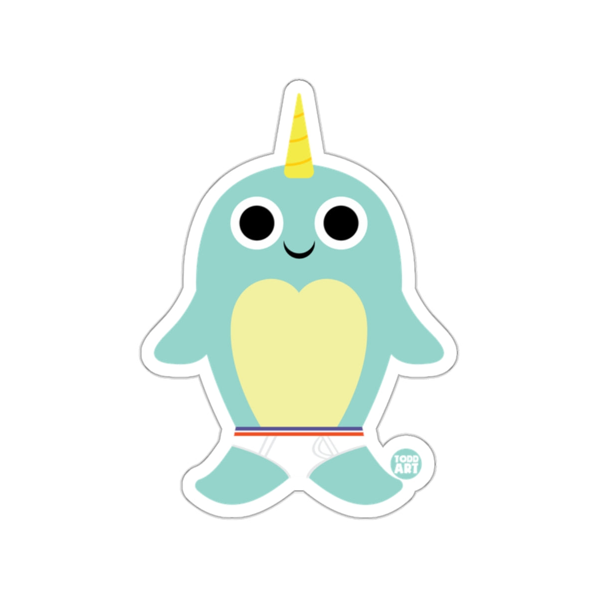 Cute Narwhal Cartoon Character With Underwear Sticker