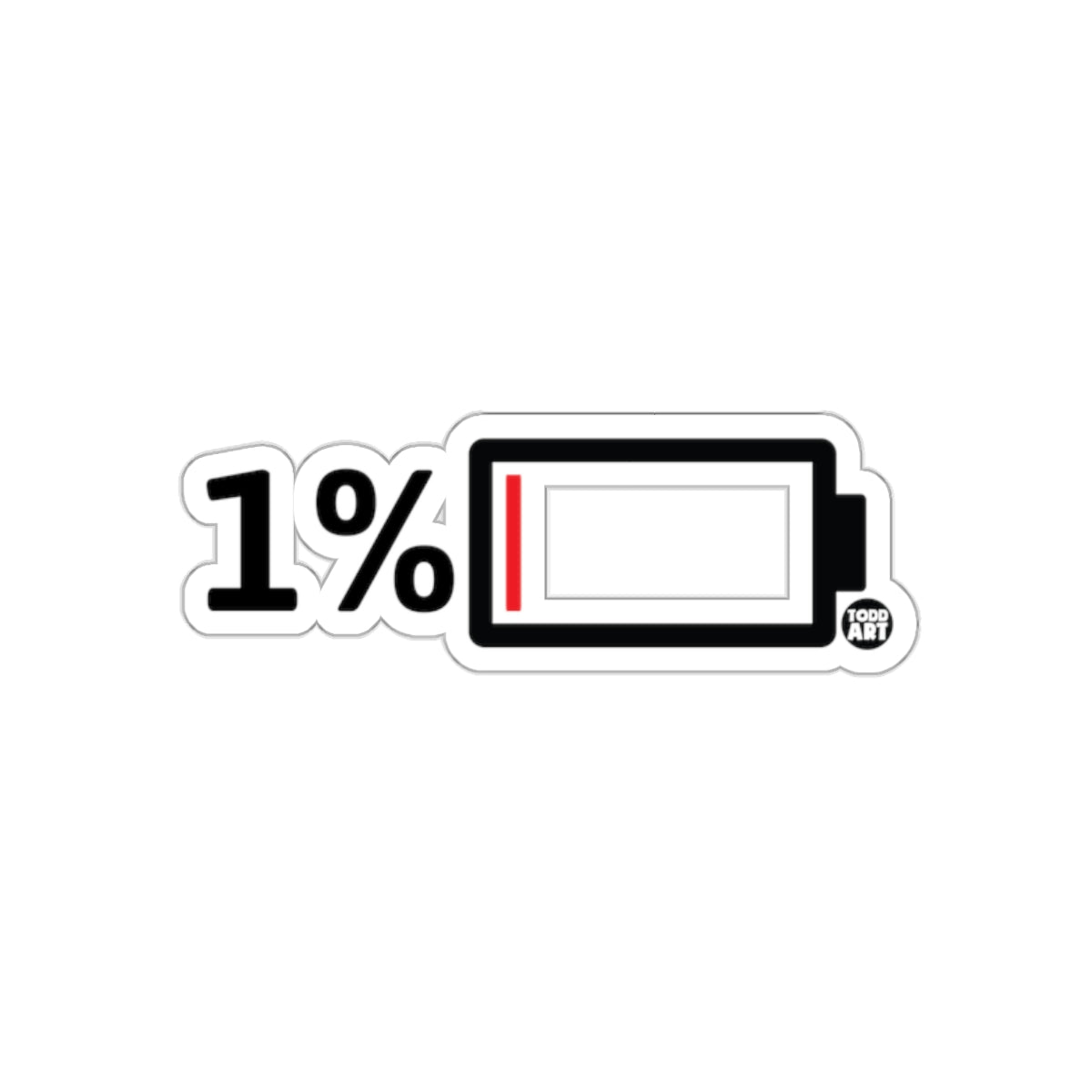 Low Battery 1% Design Sticker Perfect for Laptops