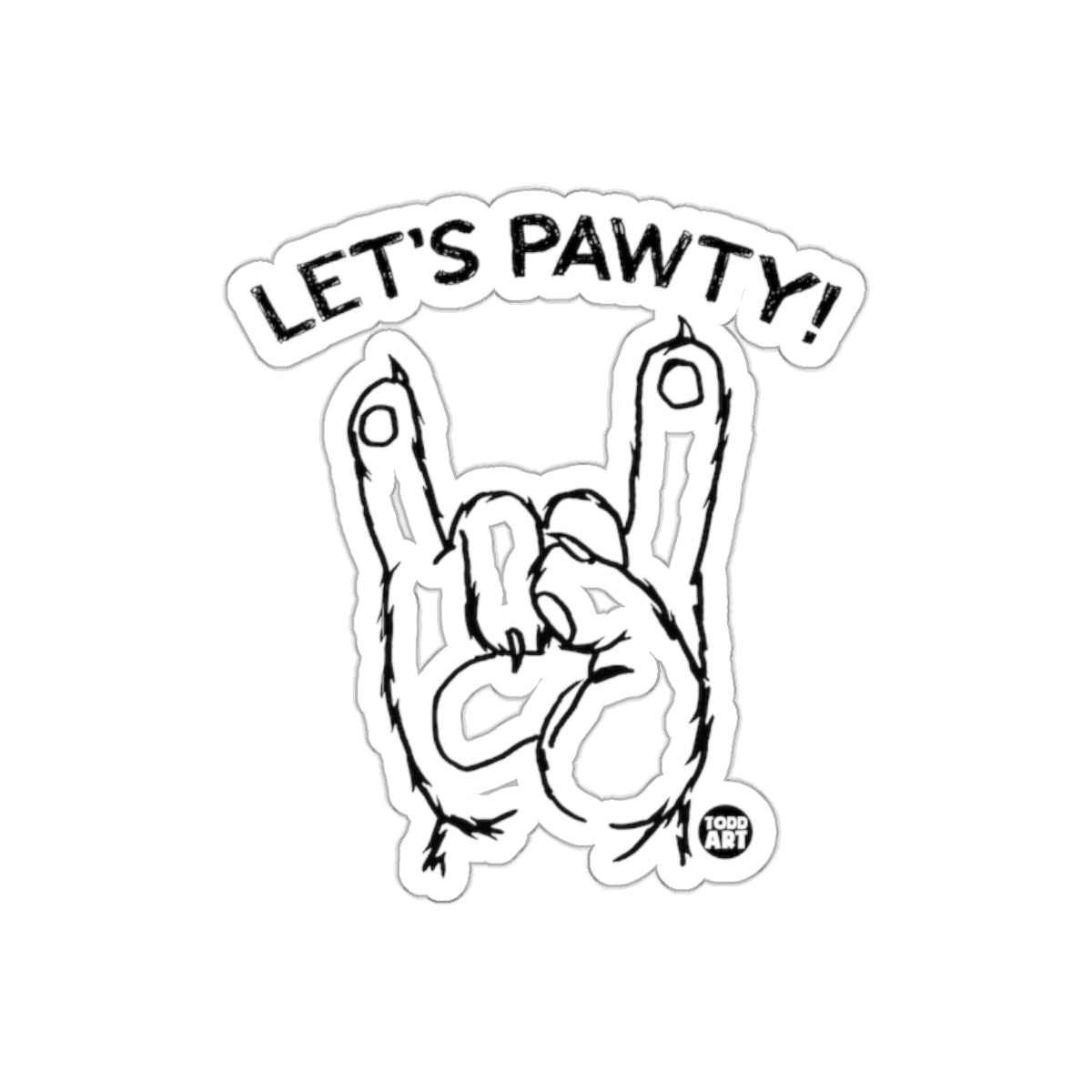 LET'S PAWTY Rock Hand Paw Design Sticker