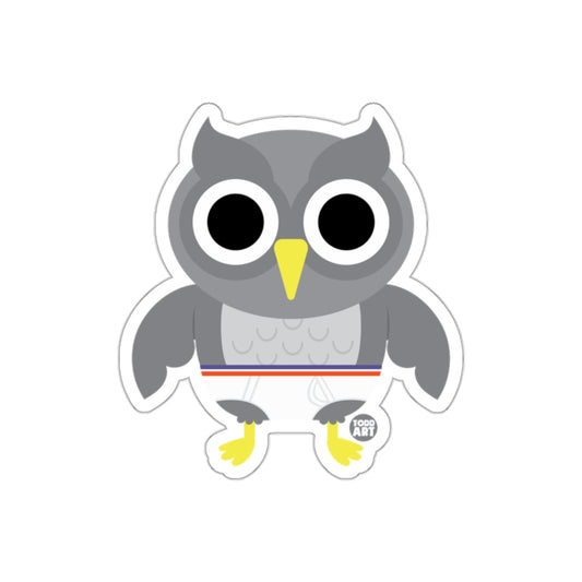 Gray Cartoon Owl Character Sticker for Kids Decor