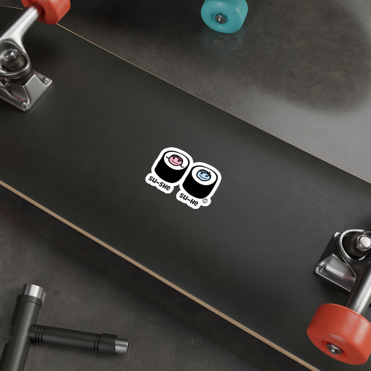 Cartoon Sushi Characters Cute Skater Sticker Set