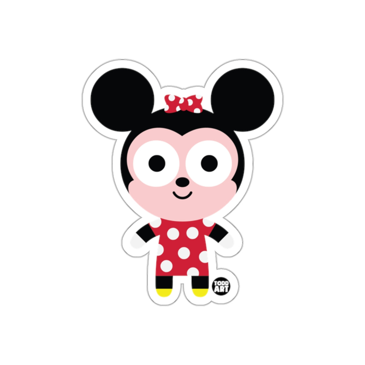 Cute Cartoon Character Wearing Red Polka Dot Dress Sticker