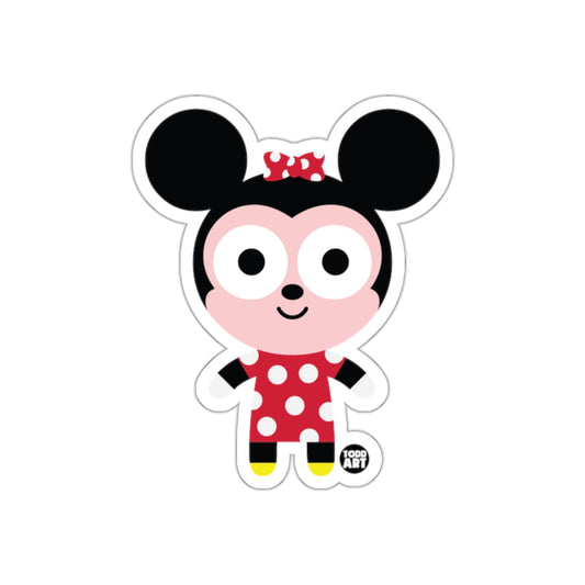 Cute Cartoon Character Wearing Red Polka Dot Dress Sticker