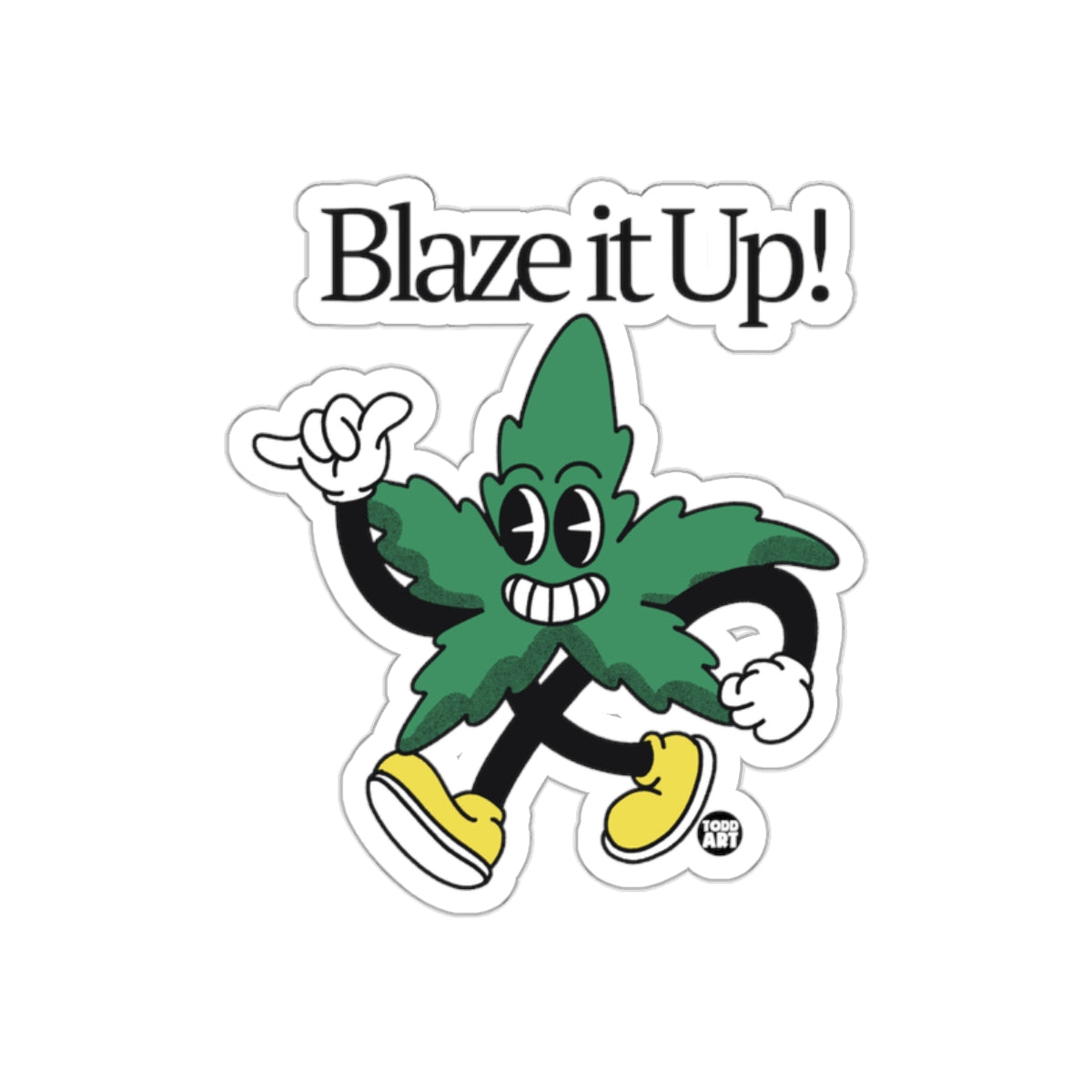 Blaze it Up Leafy Character Sticker for Fun Decor
