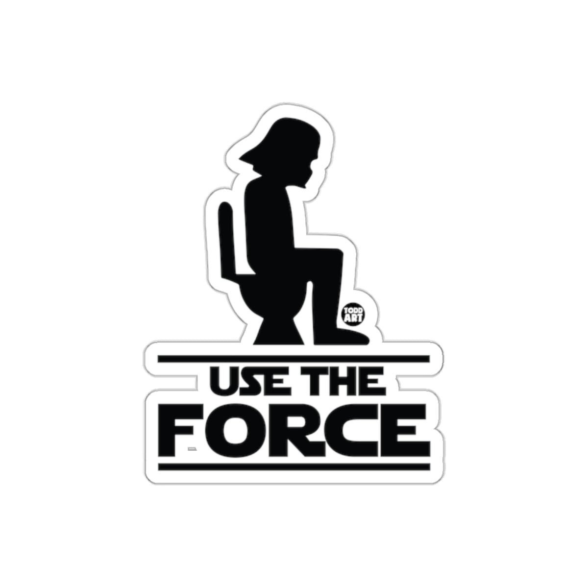 Use The Force Silhouette Funny Bathroom Humor Stickers