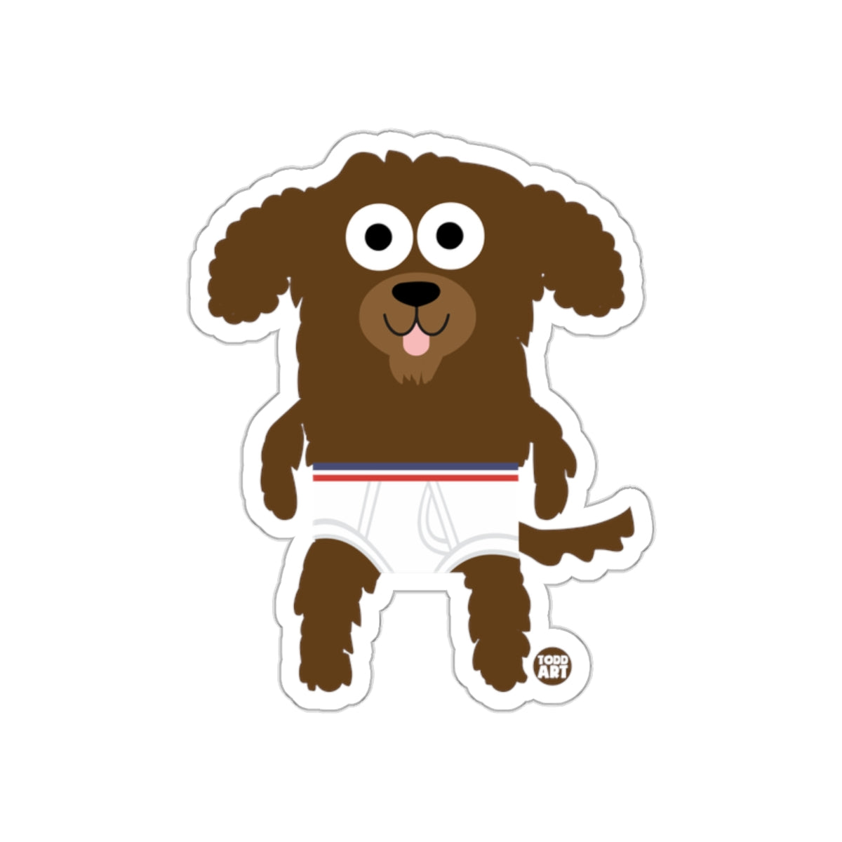 Cute Brown Dog with Boxer Shorts Sticker